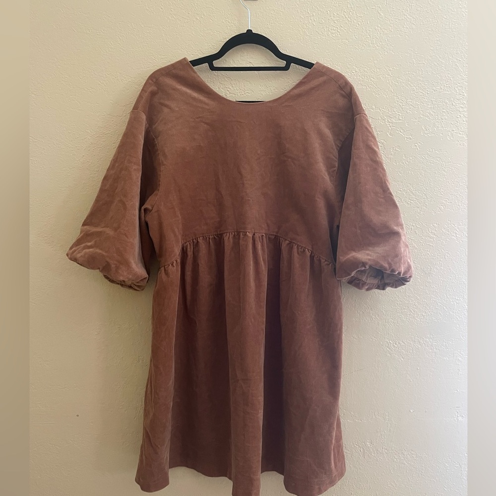 Everlane, NWT Corduroy Tan Mini Dress, Size Large